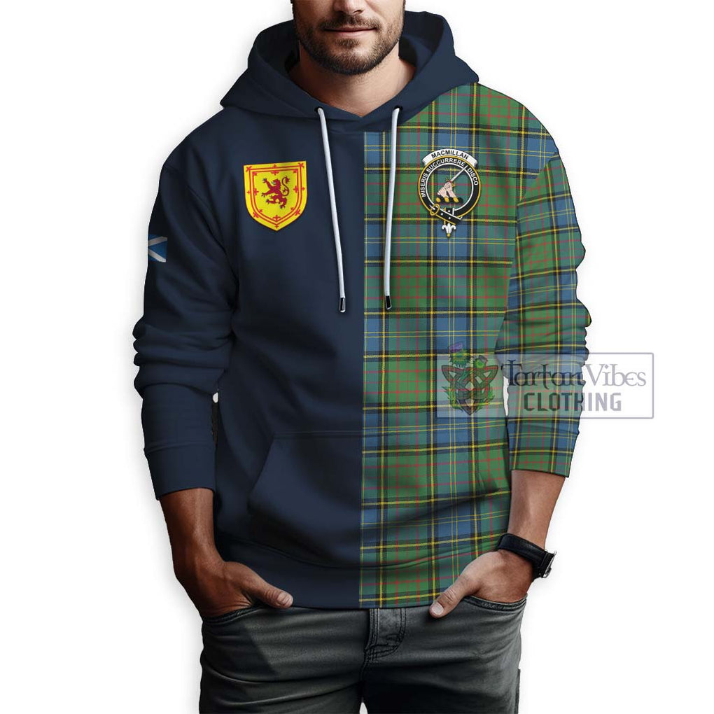 Tartan Vibes Clothing MacMillan Hunting Ancient Tartan Hoodie with Scottish Lion Royal Arm Half Style