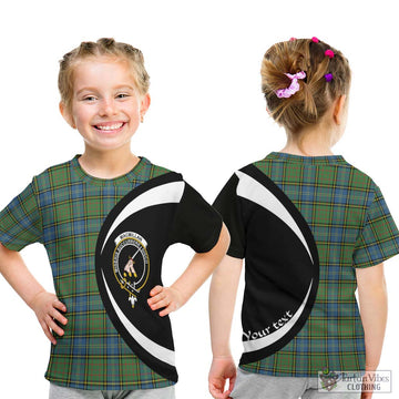 MacMillan Hunting Ancient Tartan Kid T-Shirt with Family Crest Circle Style