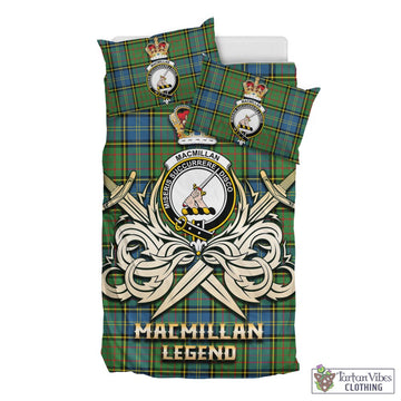 MacMillan Hunting Ancient Tartan Bedding Set with Clan Crest and the Golden Sword of Courageous Legacy