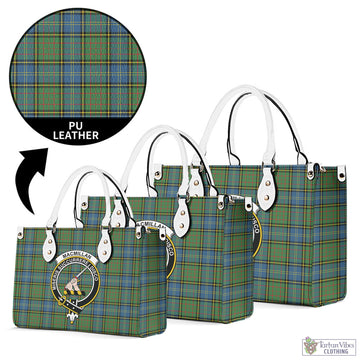 MacMillan Hunting Ancient Tartan Luxury Leather Handbags with Family Crest