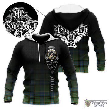 MacMillan Hunting Ancient Tartan Knitted Hoodie Featuring Alba Gu Brath Family Crest Celtic Inspired