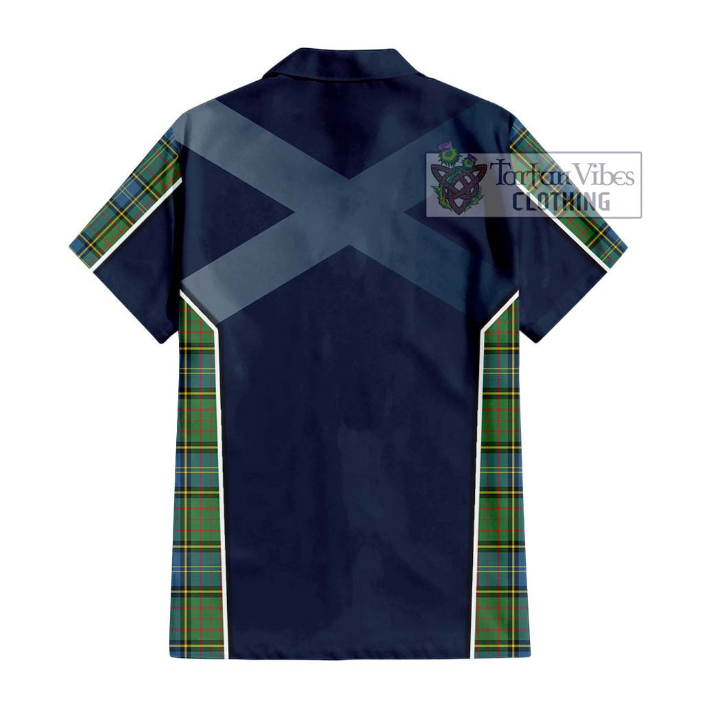 MacMillan Hunting Ancient Tartan Short Sleeve Button Shirt with Family Crest and Lion Rampant Vibes Sport Style - Tartan Vibes Clothing