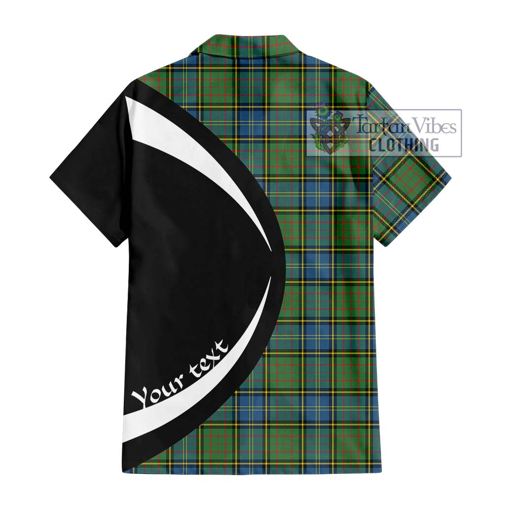 MacMillan Hunting Ancient Tartan Short Sleeve Button Up with Family Crest Circle Style - Tartan Vibes Clothing