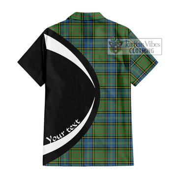 MacMillan Hunting Ancient Tartan Short Sleeve Button Up with Family Crest Circle Style