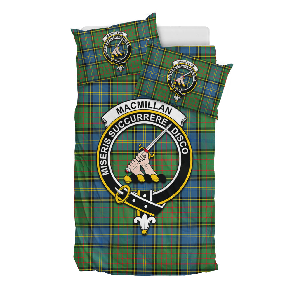 MacMillan Hunting Ancient Tartan Bedding Set with Family Crest - Tartan Vibes Clothing