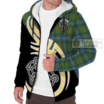 MacMillan Hunting Ancient Tartan Sherpa Hoodie with Family Crest and Celtic Symbol Style