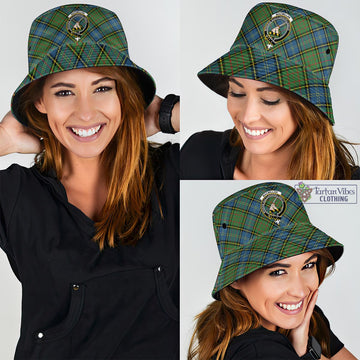 MacMillan Hunting Ancient Tartan Bucket Hat with Family Crest