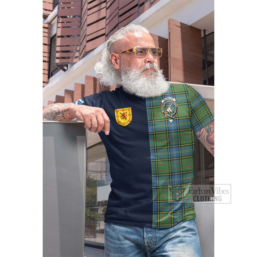 Tartan Vibes Clothing MacMillan Hunting Ancient Tartan Cotton T-shirt with Scottish Lion Royal Arm Half Style