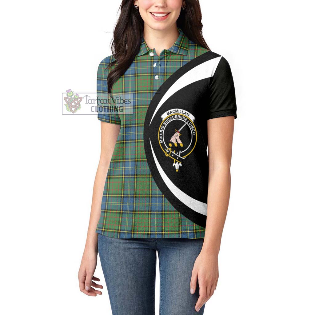 MacMillan Hunting Ancient Tartan Women's Polo Shirt with Family Crest Circle Style - Tartan Vibes Clothing