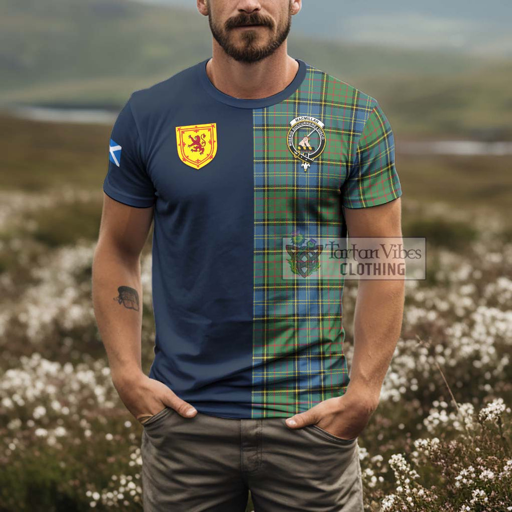 Tartan Vibes Clothing MacMillan Hunting Ancient Tartan T-Shirt Alba with Scottish Lion Royal Arm Half Style