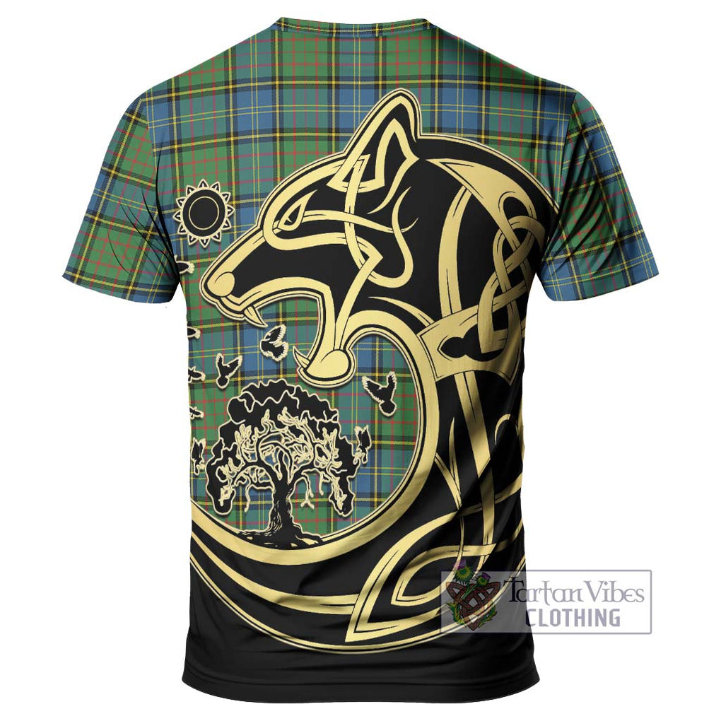 MacMillan Hunting Ancient Tartan T-Shirt with Family Crest Celtic Wolf Style - Tartan Vibes Clothing