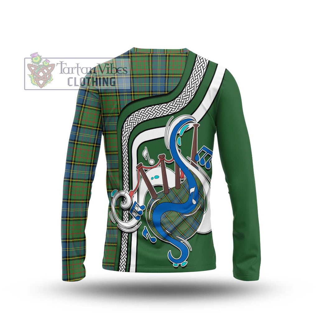 Tartan Vibes Clothing MacMillan Hunting Ancient Tartan Long Sleeve T-Shirt with Epic Bagpipe Style