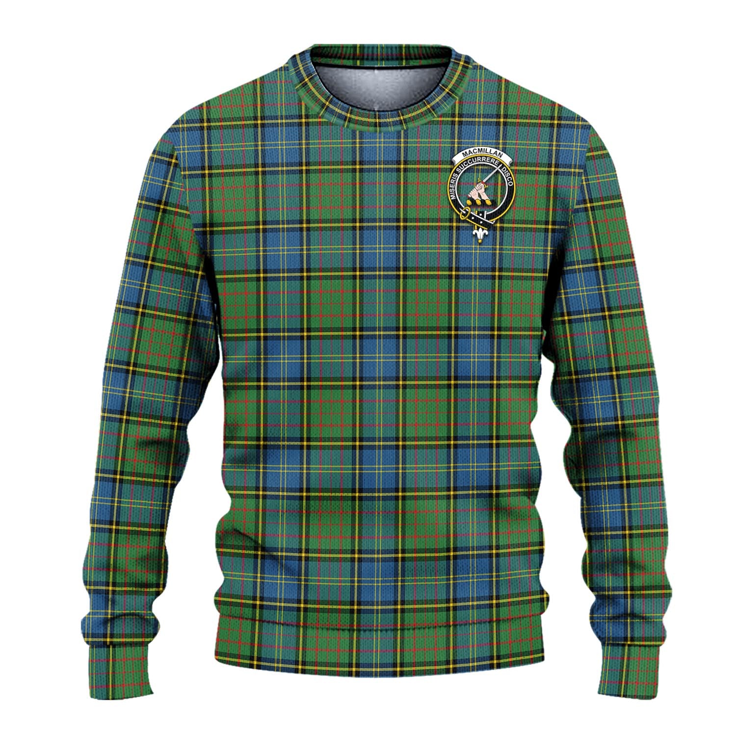 MacMillan Hunting Ancient Tartan Knitted Sweater with Family Crest - Tartanvibesclothing