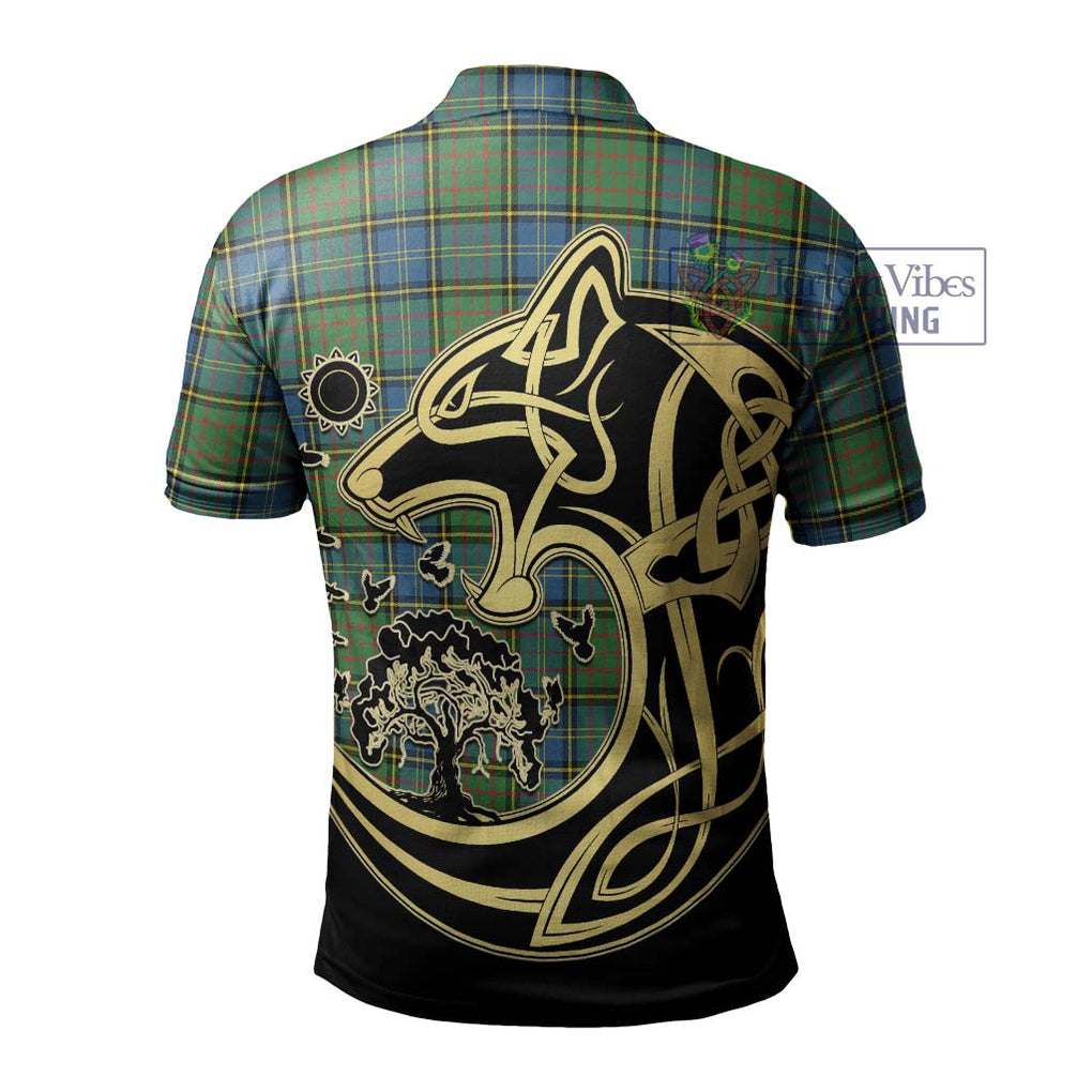 MacMillan Hunting Ancient Tartan Polo Shirt with Family Crest Celtic Wolf Style - Tartanvibesclothing Shop