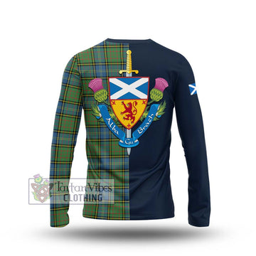 MacMillan Hunting Ancient Tartan Long Sleeve T-Shirt Alba with Scottish Lion Royal Arm Half Style