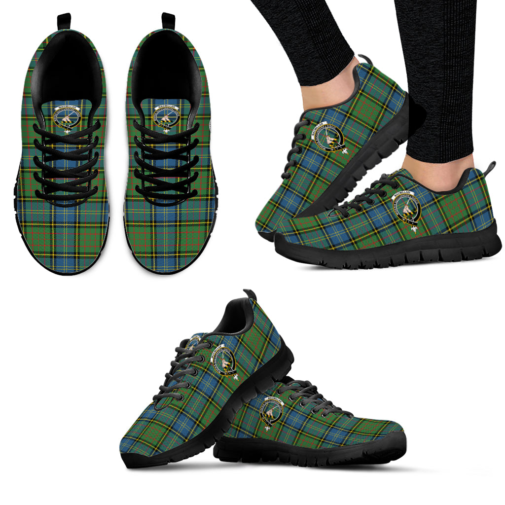 MacMillan Hunting Ancient Tartan Sneakers with Family Crest - Tartan Vibes Clothing