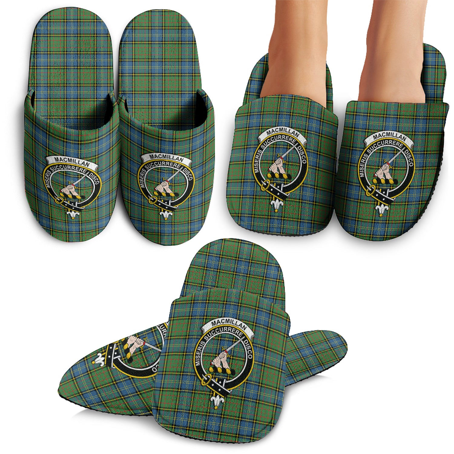 MacMillan Hunting Ancient Tartan Home Slippers with Family Crest - Tartanvibesclothing