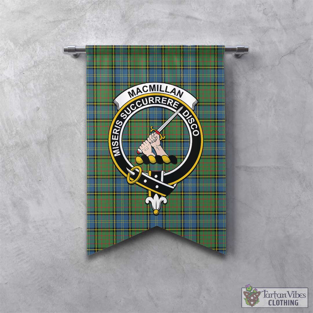 Tartan Vibes Clothing MacMillan Hunting Ancient Tartan Gonfalon, Tartan Banner with Family Crest