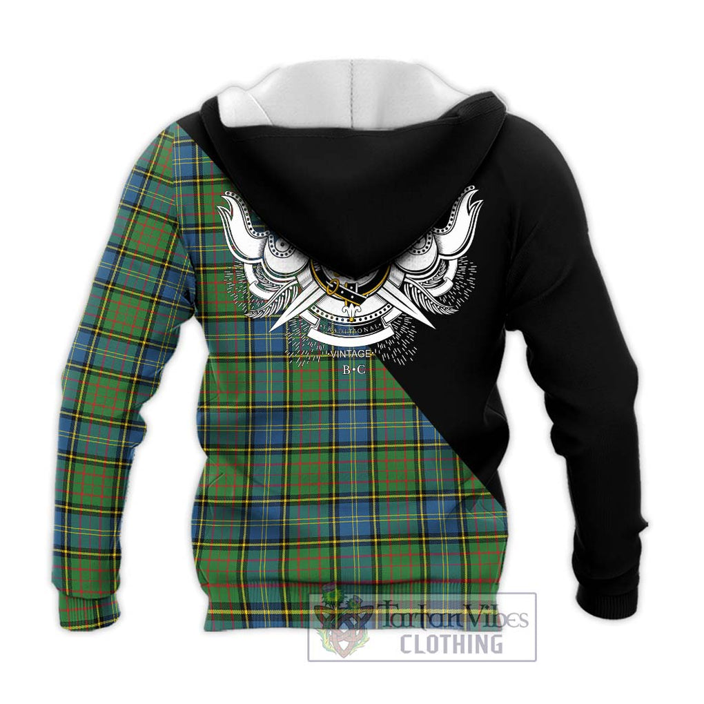 MacMillan Hunting Ancient Tartan Knitted Hoodie with Family Crest and Military Logo Style - Tartanvibesclothing Shop