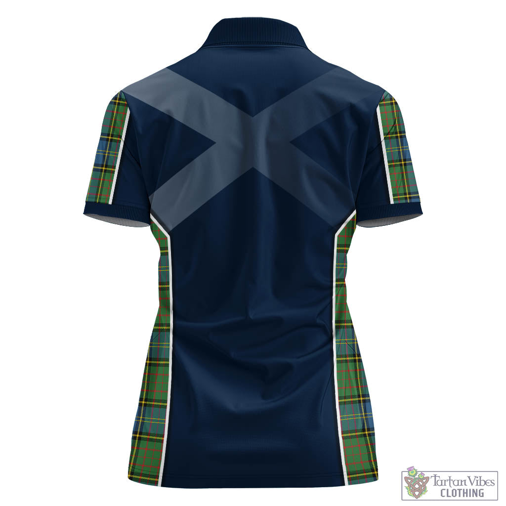 Tartan Vibes Clothing MacMillan Hunting Ancient Tartan Women's Polo Shirt with Family Crest and Scottish Thistle Vibes Sport Style