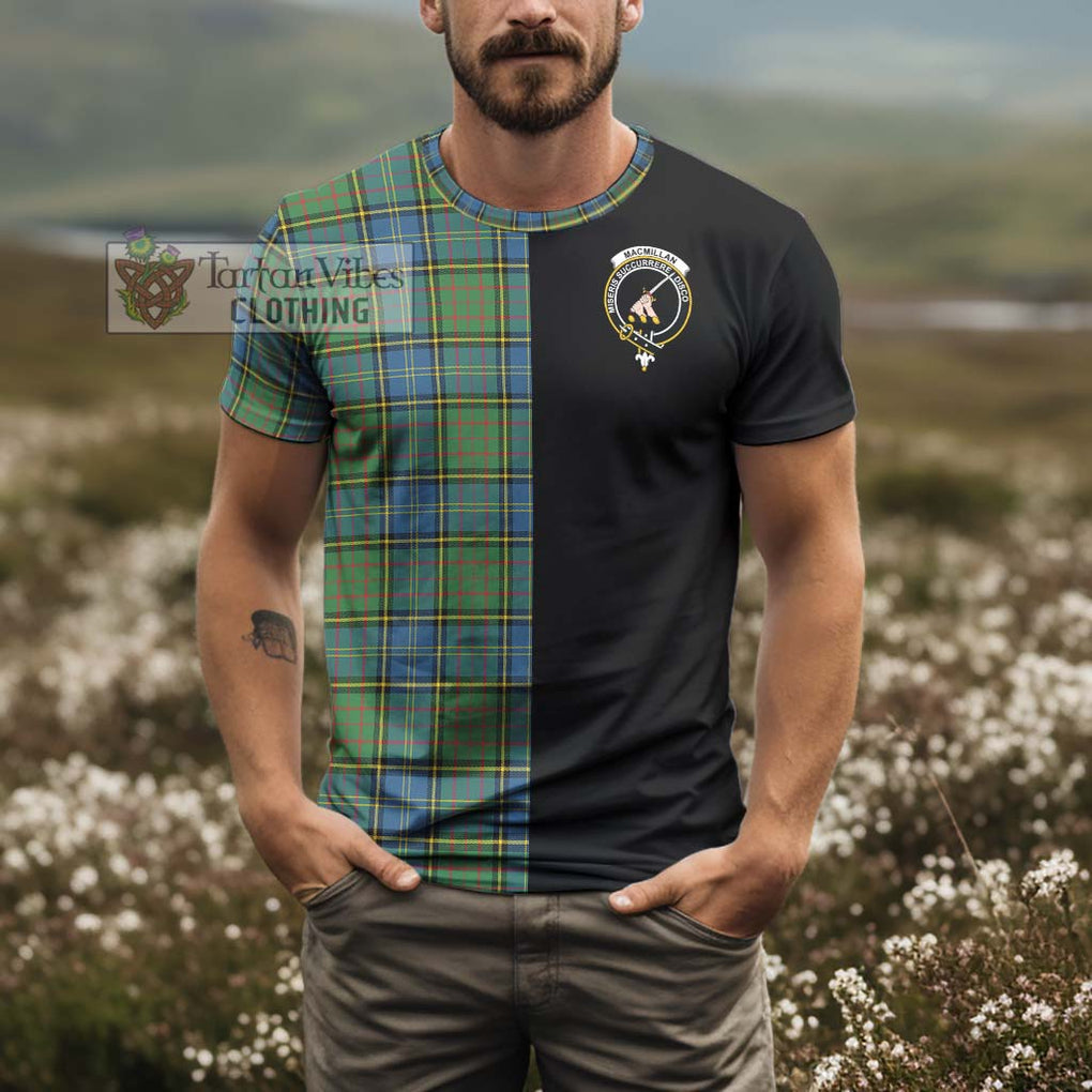 MacMillan Hunting Ancient Tartan T-Shirt with Family Crest and Half Of Me Style - Tartanvibesclothing Shop