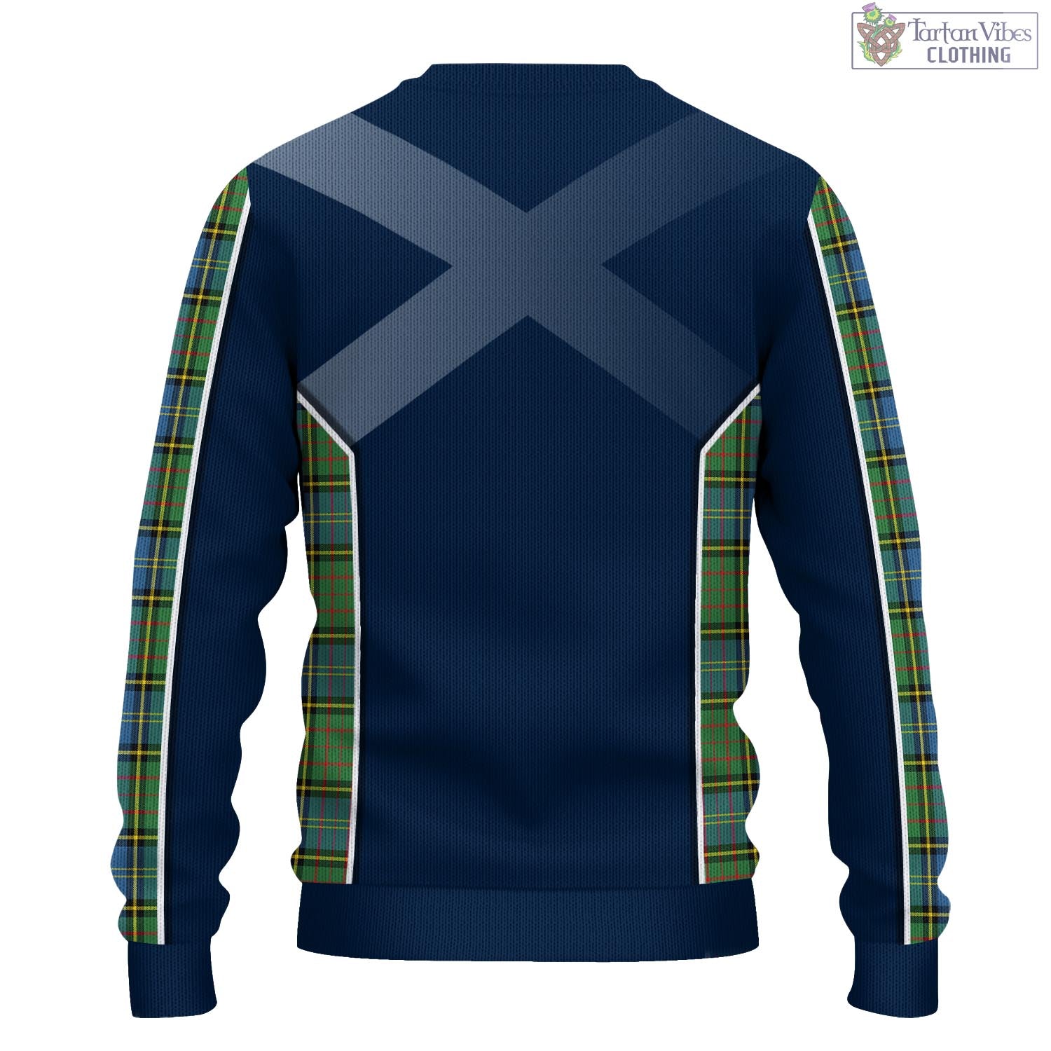 Tartan Vibes Clothing MacMillan Hunting Ancient Tartan Knitted Sweatshirt with Family Crest and Scottish Thistle Vibes Sport Style