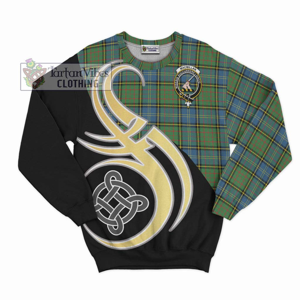 MacMillan Hunting Ancient Tartan Sweatshirt with Family Crest and Celtic Symbol Style - Tartan Vibes Clothing