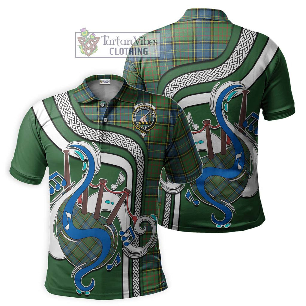 Tartan Vibes Clothing MacMillan Hunting Ancient Tartan Polo Shirt with Epic Bagpipe Style