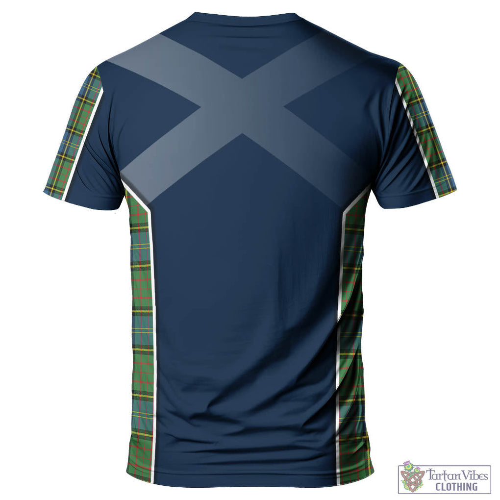 Tartan Vibes Clothing MacMillan Hunting Ancient Tartan T-Shirt with Family Crest and Scottish Thistle Vibes Sport Style