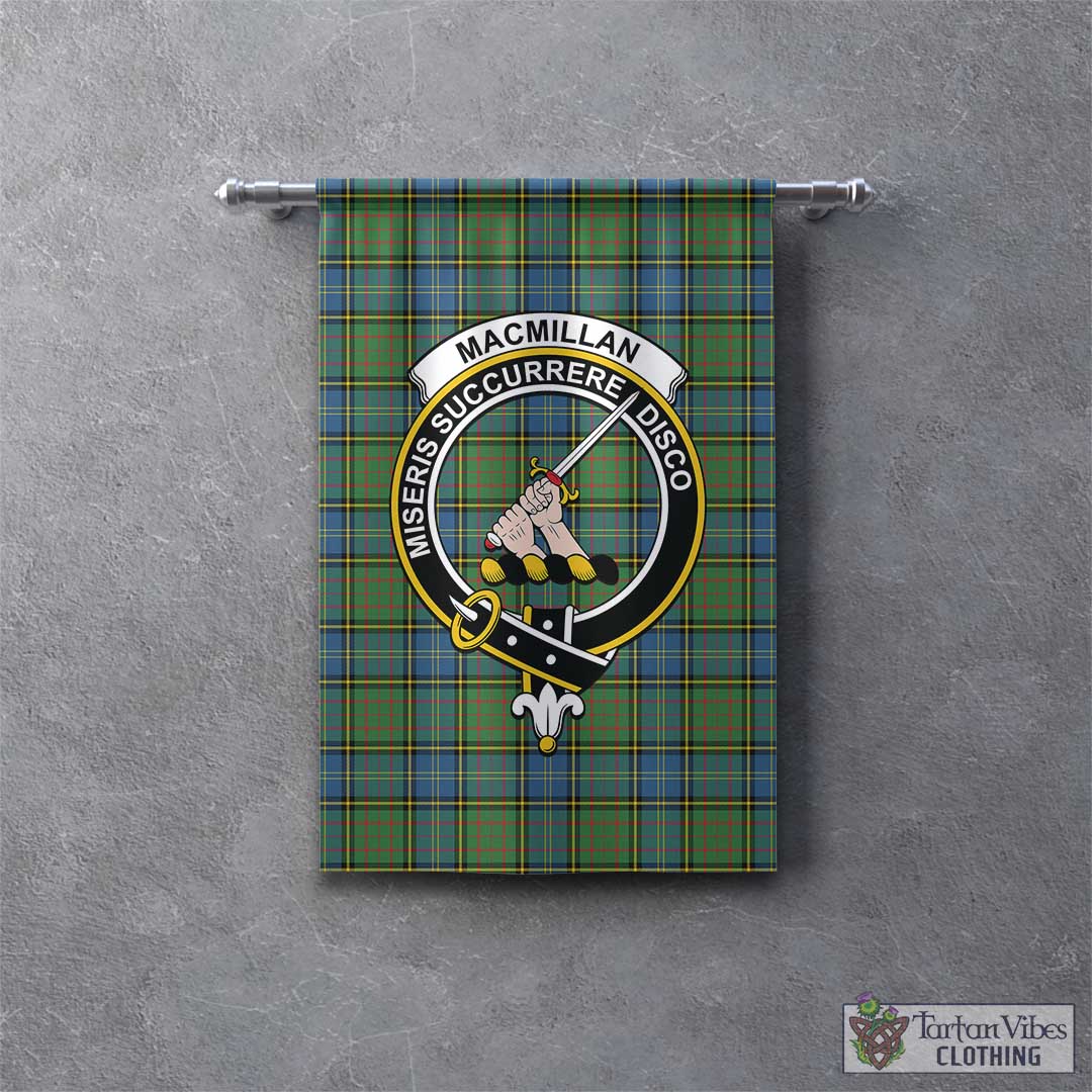 Tartan Vibes Clothing MacMillan Hunting Ancient Tartan Gonfalon, Tartan Banner with Family Crest