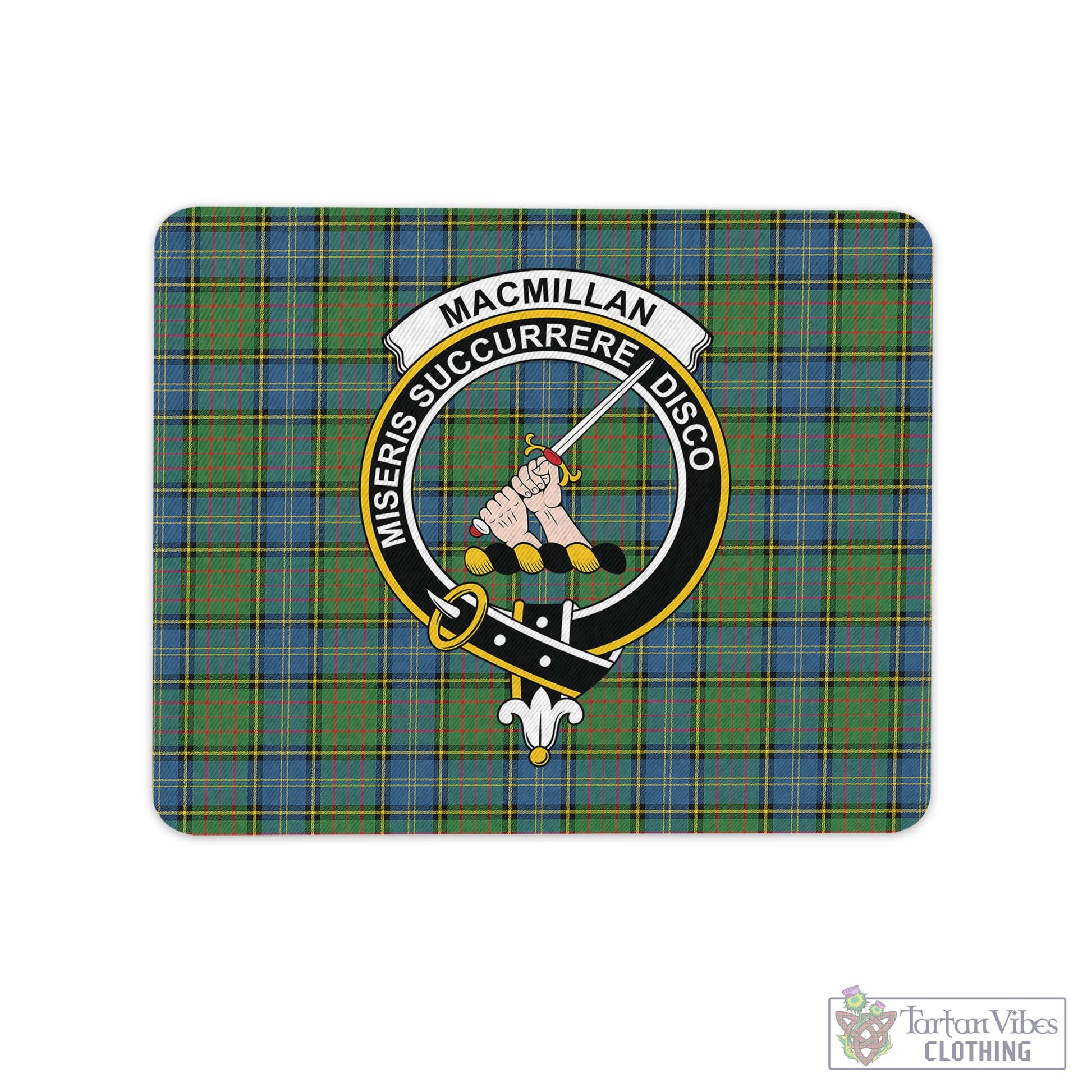 Tartan Vibes Clothing MacMillan Hunting Ancient Tartan Mouse Pad with Family Crest