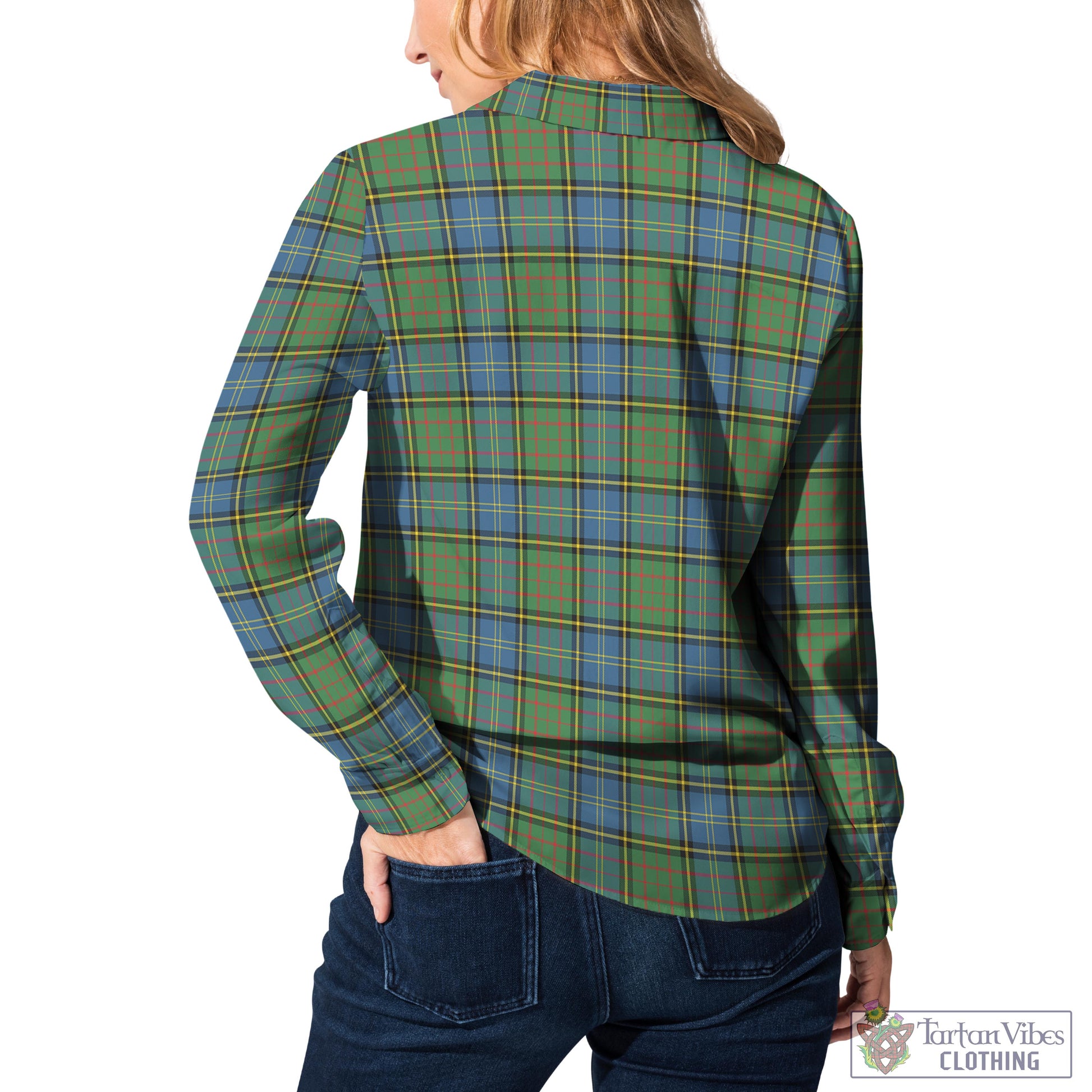 Tartan Vibes Clothing MacMillan Hunting Ancient Tartan Womens Casual Shirt with Family Crest