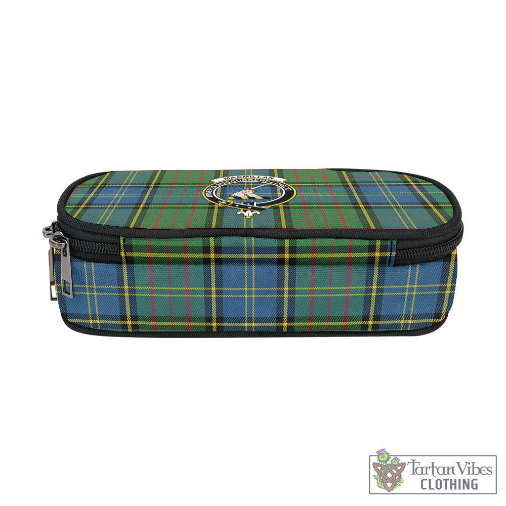 Tartan Vibes Clothing MacMillan Hunting Ancient Tartan Pen and Pencil Case with Family Crest