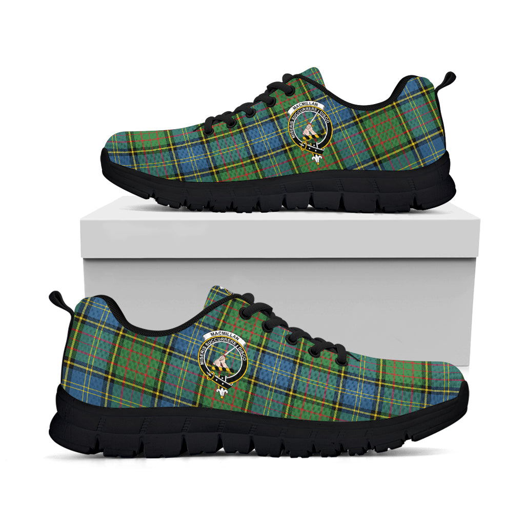 MacMillan Hunting Ancient Tartan Sneakers with Family Crest - Tartan Vibes Clothing