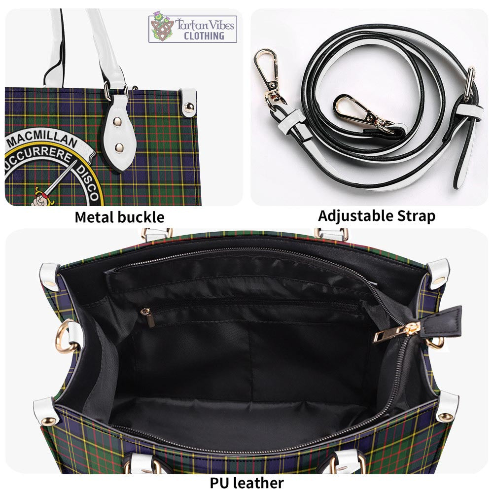 Tartan Vibes Clothing MacMillan Hunting Modern Tartan Luxury Leather Handbags with Family Crest