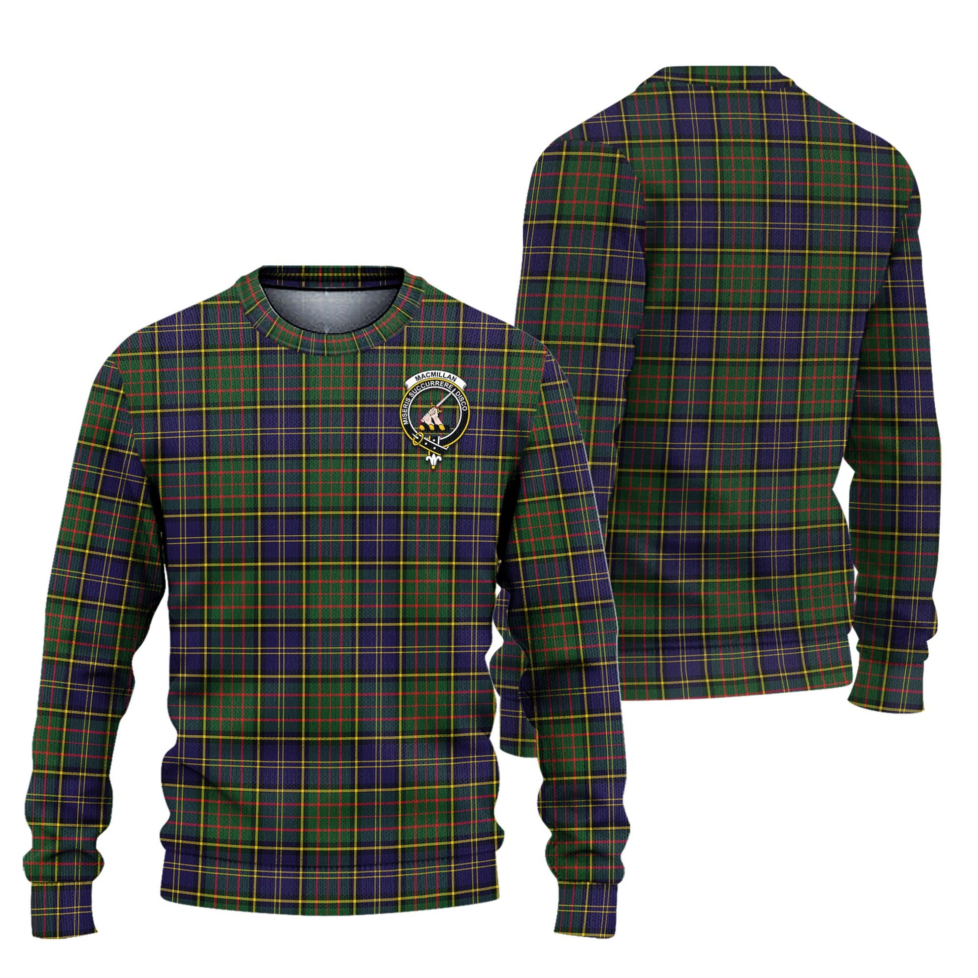 MacMillan Hunting Modern Tartan Knitted Sweater with Family Crest Unisex - Tartanvibesclothing