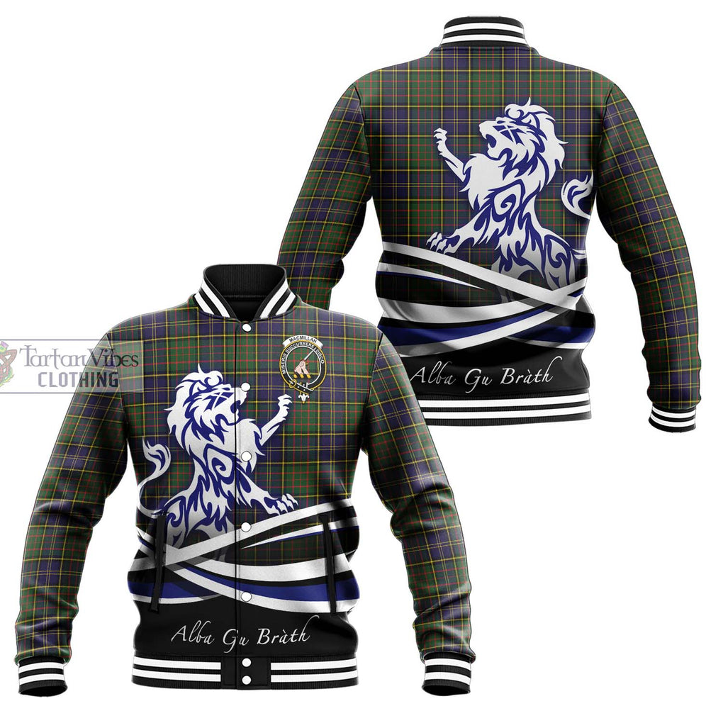 MacMillan Hunting Modern Tartan Baseball Jacket with Alba Gu Brath Regal Lion Emblem Unisex - Tartanvibesclothing Shop