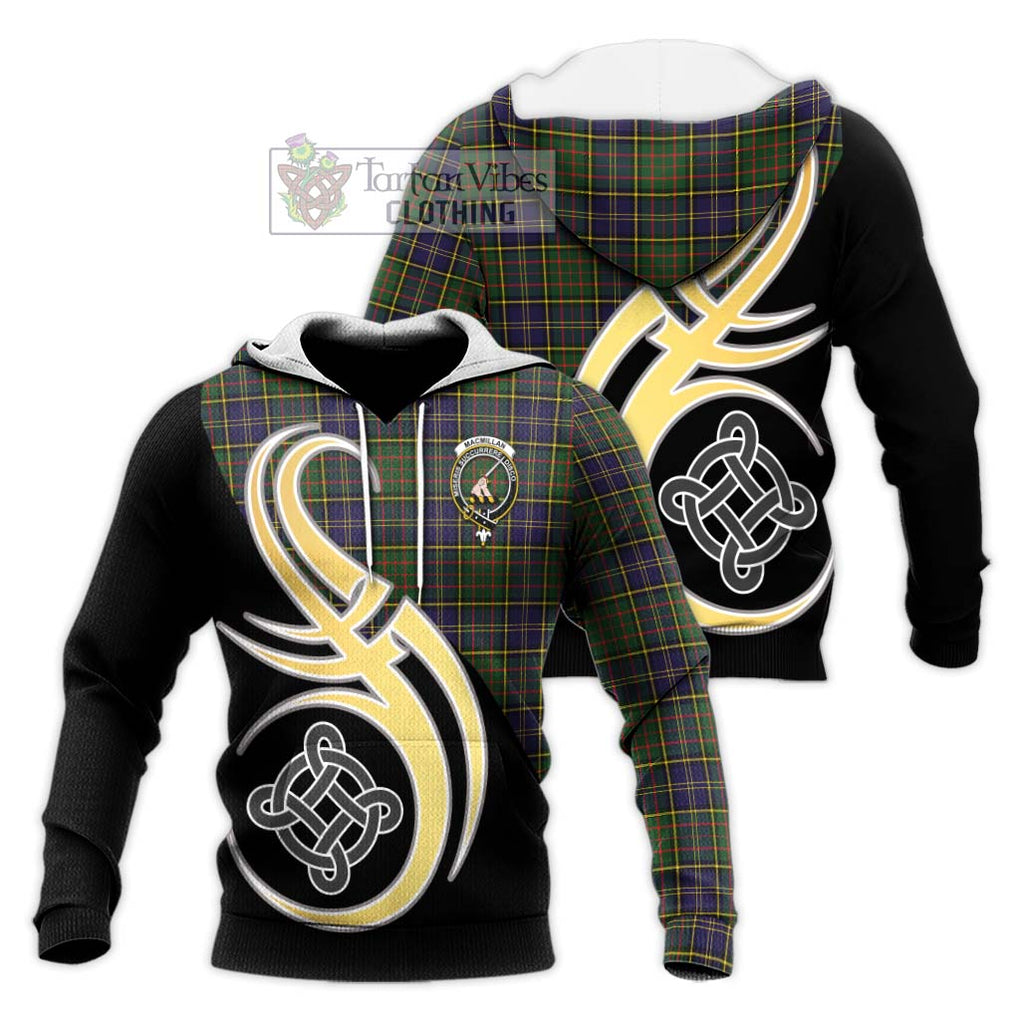 MacMillan Hunting Modern Tartan Knitted Hoodie with Family Crest and Celtic Symbol Style Unisex Knitted Pullover Hoodie - Tartan Vibes Clothing