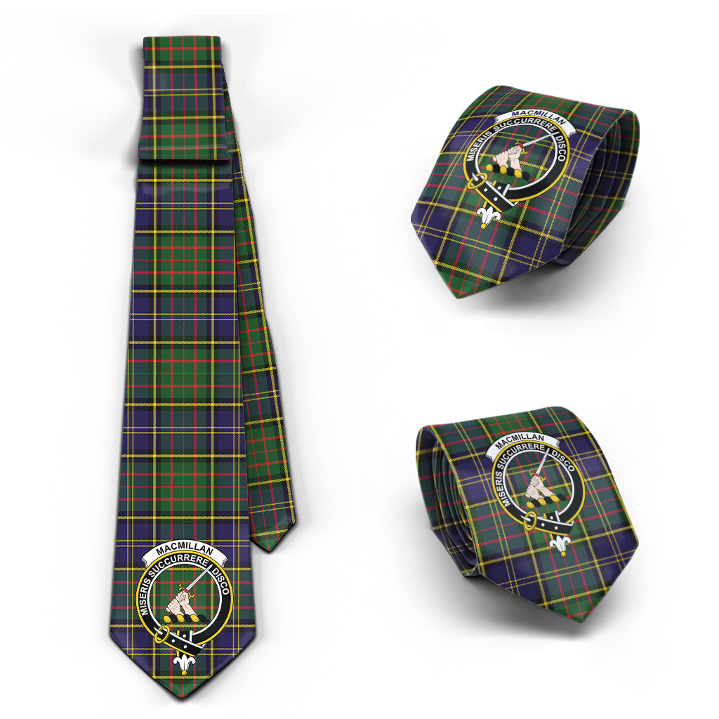 MacMillan Hunting Modern Tartan Classic Necktie with Family Crest Necktie One Size - Tartan Vibes Clothing