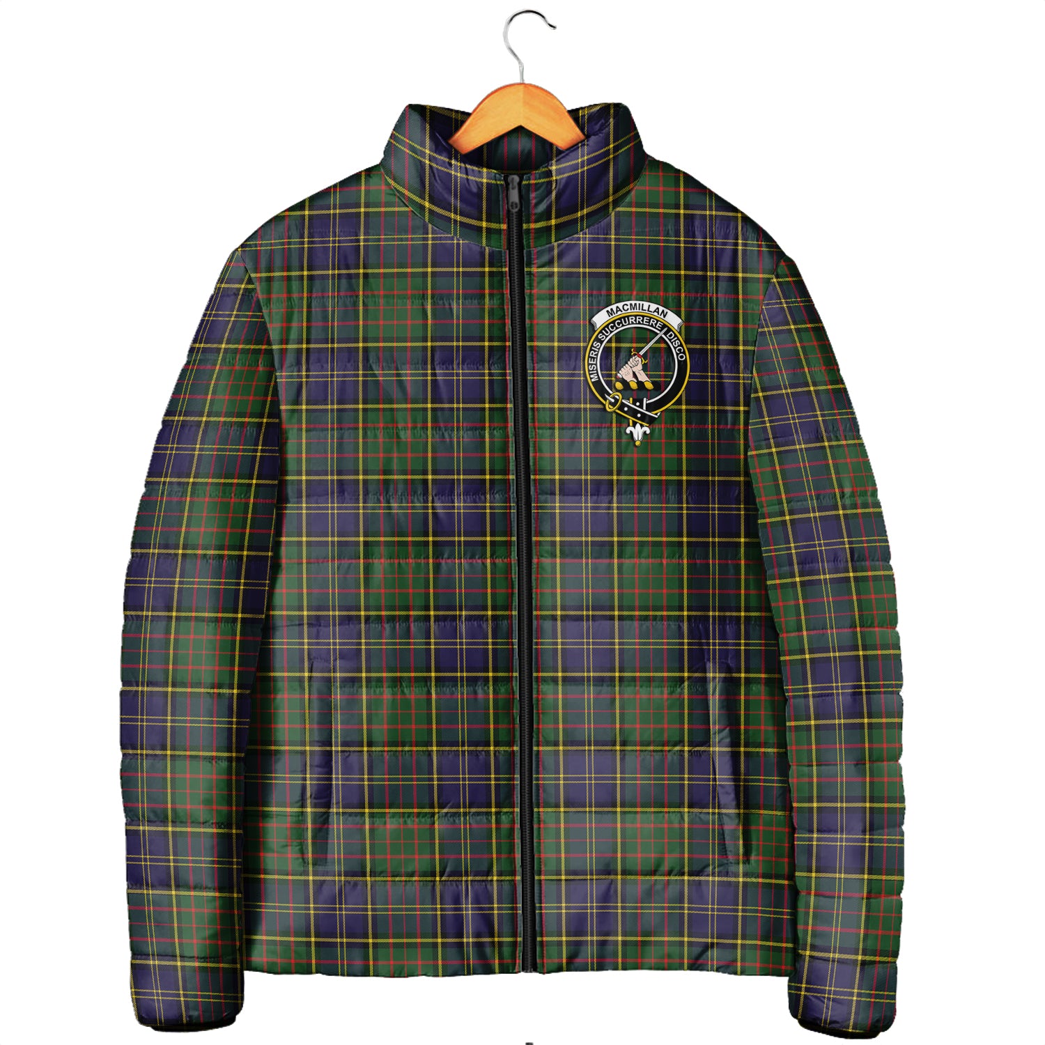 MacMillan Hunting Modern Tartan Padded Jacket with Family Crest Men's Padded Jacket - Tartan Vibes Clothing