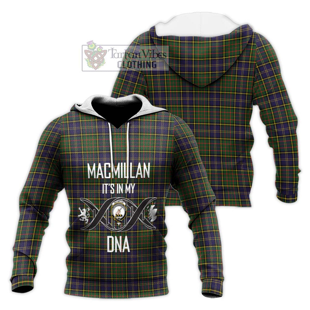 MacMillan Hunting Modern Tartan Knitted Hoodie with Family Crest DNA In Me Style Unisex Knitted Pullover Hoodie - Tartanvibesclothing Shop