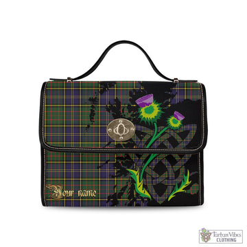 MacMillan Hunting Modern Tartan Waterproof Canvas Bag with Scotland Map and Thistle Celtic Accents