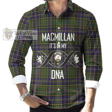 MacMillan Hunting Modern Tartan Long Sleeve Button Shirt with Family Crest DNA In Me Style