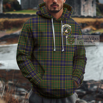 MacMillan Hunting Modern Tartan Cotton Hoodie with Family Crest