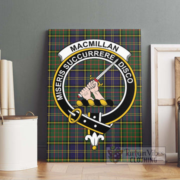 MacMillan Hunting Modern Tartan Canvas Print Wall Art with Family Crest