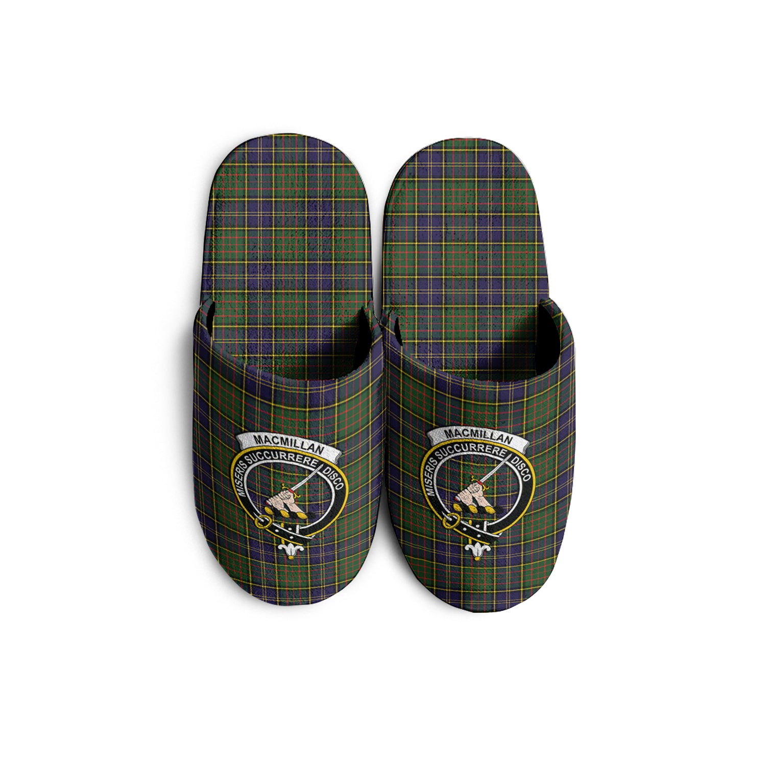 MacMillan Hunting Modern Tartan Home Slippers with Family Crest - Tartanvibesclothing