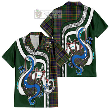 MacMillan Hunting Modern Tartan Short Sleeve Button Shirt with Epic Bagpipe Style