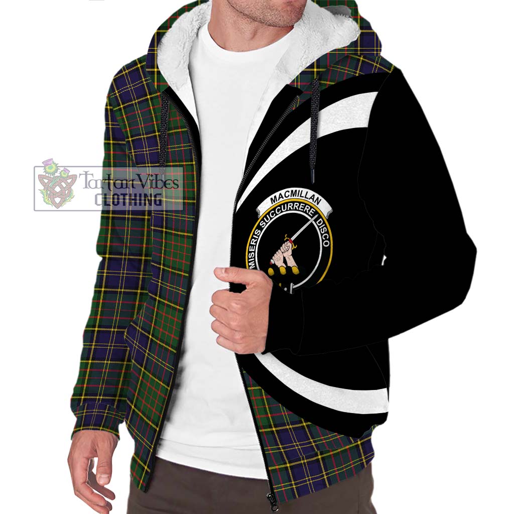 MacMillan Hunting Modern Tartan Sherpa Hoodie with Family Crest Circle Style Unisex S - Tartan Vibes Clothing