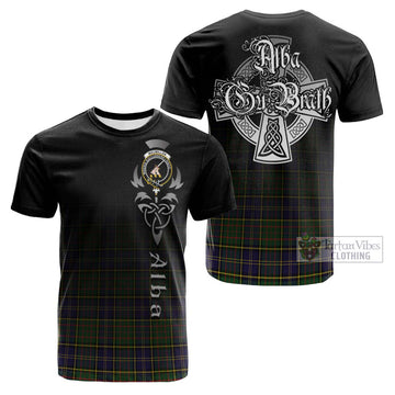 MacMillan Hunting Modern Tartan Cotton T-shirt Featuring Alba Gu Brath Family Crest Celtic Inspired