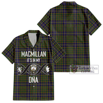 MacMillan Hunting Modern Tartan Short Sleeve Button Shirt with Family Crest DNA In Me Style